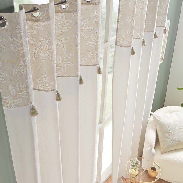 Bijela/bež zavjesa od mješavine pamuka 140x240 cm Altea – douceur d'intérieur-image-3