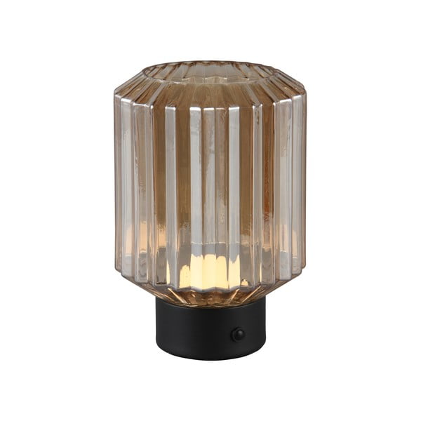 Crna/bež LED stolna lampa s mogućnosti zatamnjivanja sa staklenim sjenilom (visina 19,5 cm) Lord – Trio