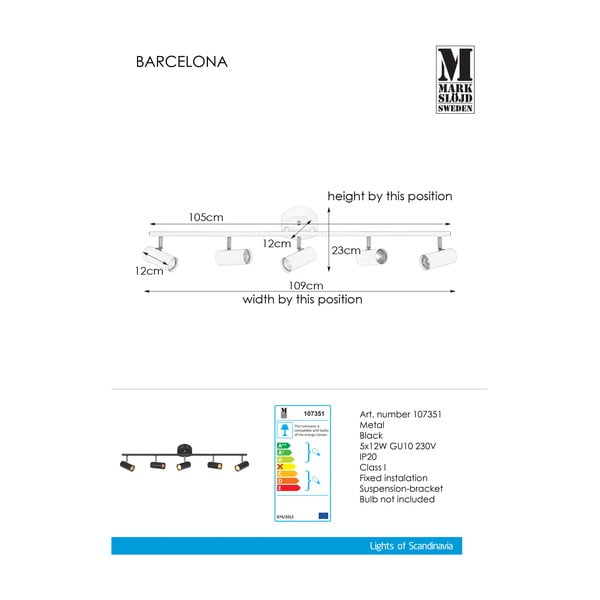 Crna stropna svjetiljka Markslöjd Barcelona-image-2
