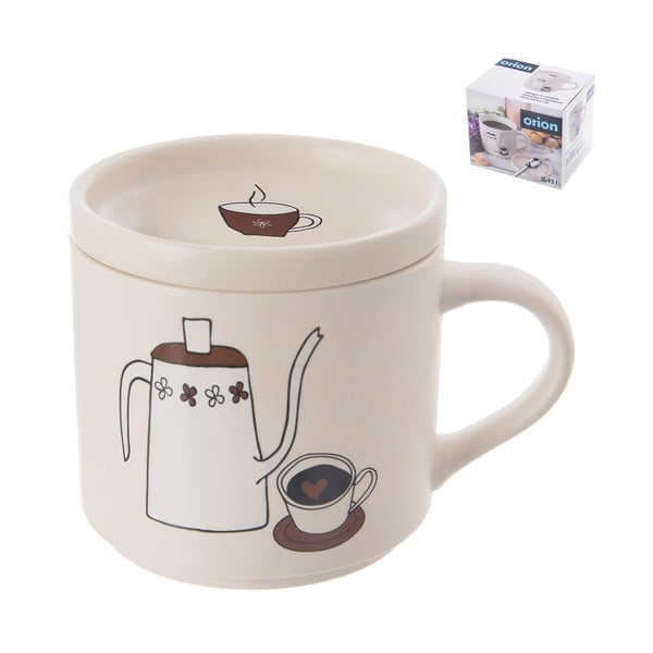 Bijela porculanska šalica s poklopcem 450 ml – Orion-image-2