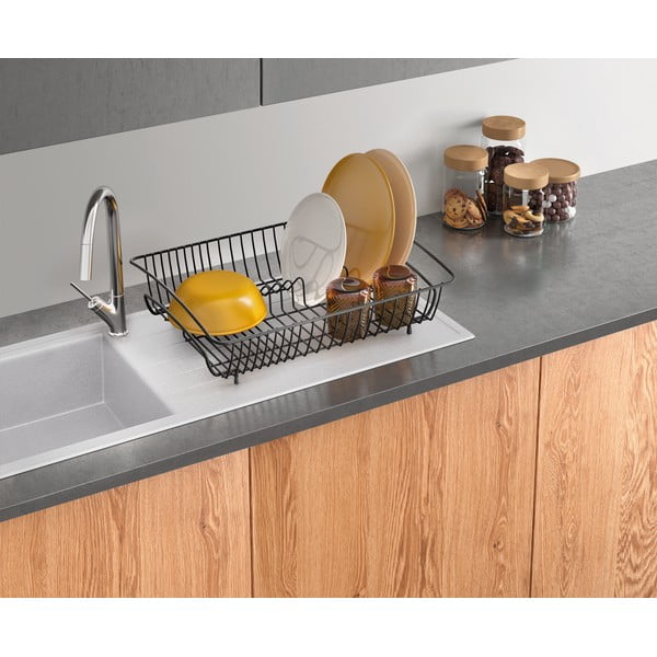 Crni pravokutni ocjeđivač od nehrđajućeg čelika Metaltex Rectangular Lava-image-1