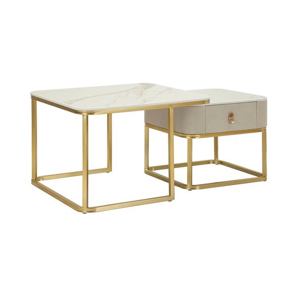 Krem/u zlatnoj boji stolići za kavu u setu 2 kom u mramornom dekoru 50x70 cm Beauty – Mauro Ferretti-image-3
