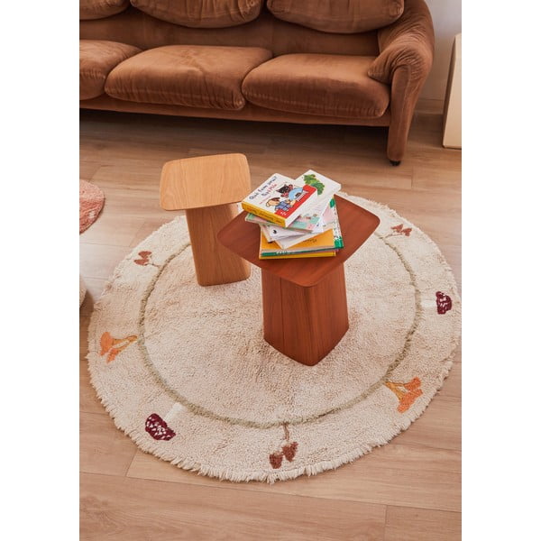 Bež periv/ručno rađen pamučan dječji tepih ø140 cm Chanterelle – Lorena Canals-image-1