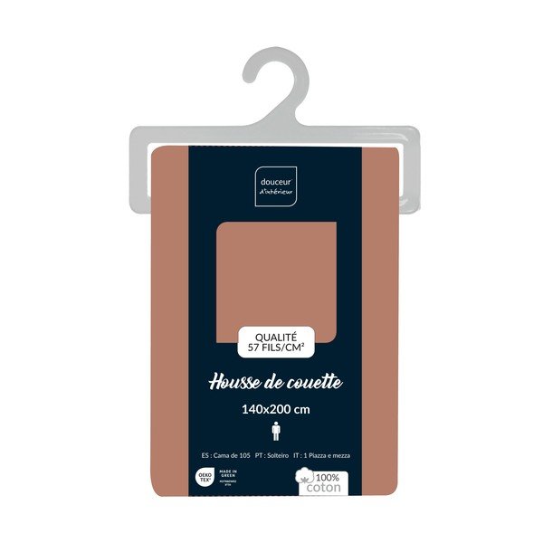 Pamučna navlaka za poplun za krevet za jednu osobu u boji lososa 140x200 cm Lina – douceur d'intérieur-image-2