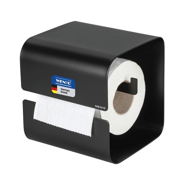 Crni željezan držač toaletnog papira s Turbo-loc s postavljanjem bez bušenja Lizan – Wenko-image-4
