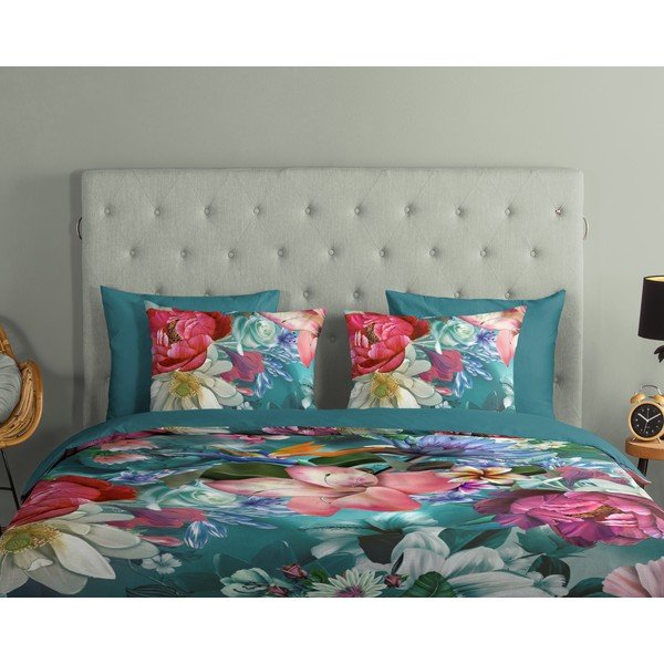 Tirkizna pamučna posteljina za krevet za jednu osobu 140x200 cm - Good Morning-image-2