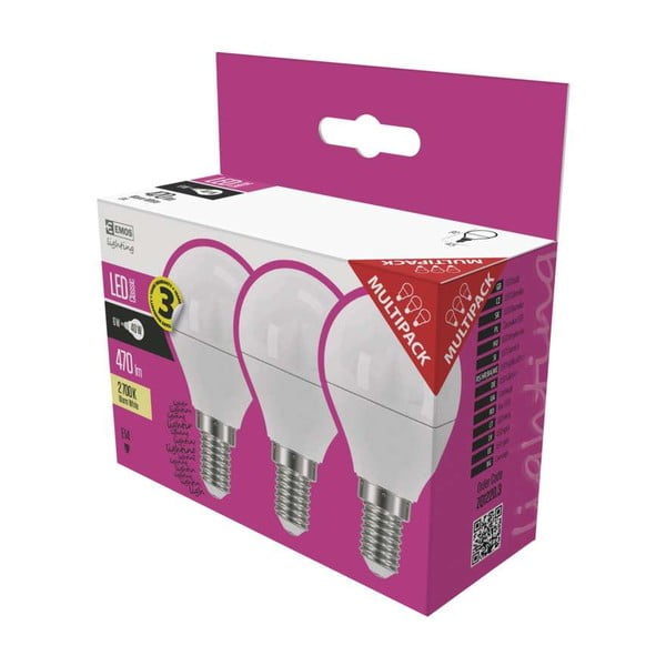 Set od 3 LED žarulje EMOS Classic Mini Globe Warm White, 5W E14-image-1