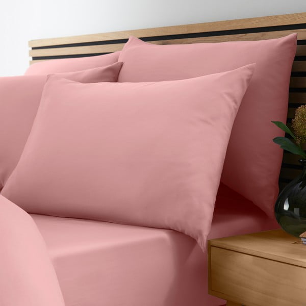 Ružičasta plahta s gumom 135x190 cm So Soft Non-Iron – Catherine Lansfield-image-1