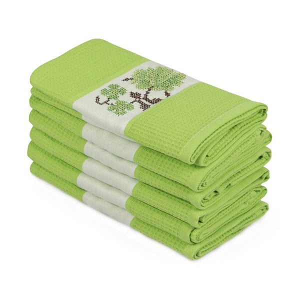 Set od 6 zelenih ručnika od čistog pamuka Simplicity, 45 x 70 cm
