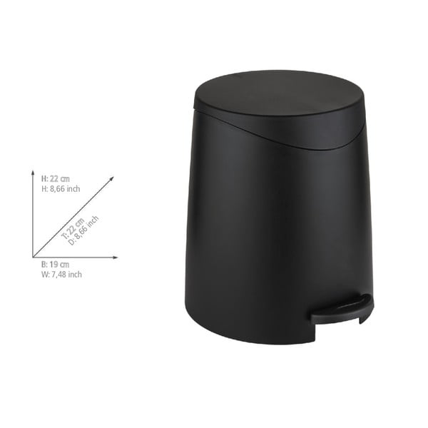 Crna plastična kanta za smeće s pedalom 3 l Portes – Allstar-image-3