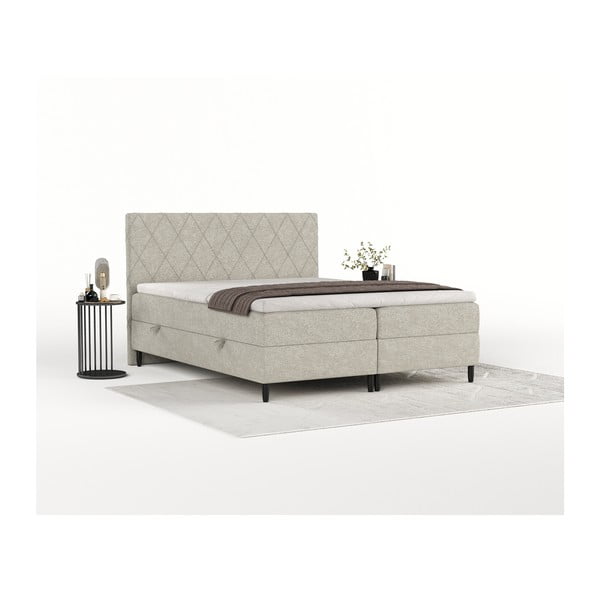 Sivi/bež boxspring krevet s prostorom za pohranu 200x200 cm Gwen – Maison de Rêve-image-4