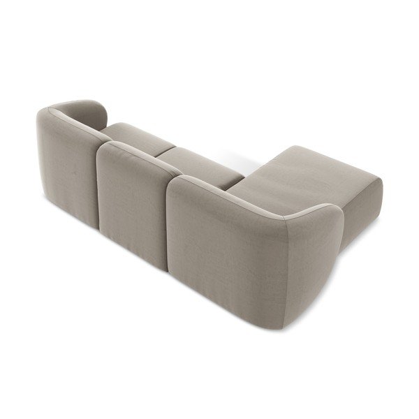 Svjetlo smeđa baršunasti kutna garnitura (s lijevim kutom/s ležaljkom) Lani – Makamii-image-3