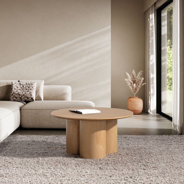 Okrugao stolić za kavu u dekoru hrasta u prirodnoj boji ø 80 cm Lua – MOME-image-1