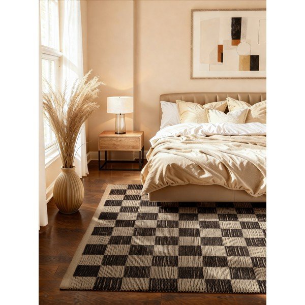 Crni/krem ručno rađen tepih od mješavine jute 200x300 cm Rex – Hanse Home-image-1