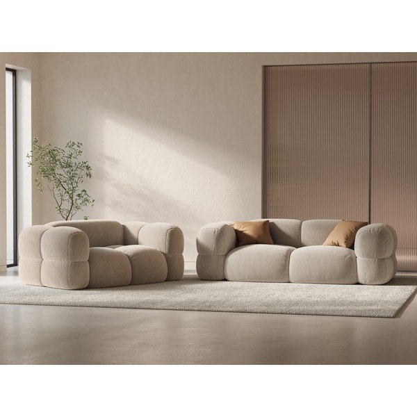 Bež baršunasti sofa 180 cm Loretto – Cosmopolitan Design-image-1