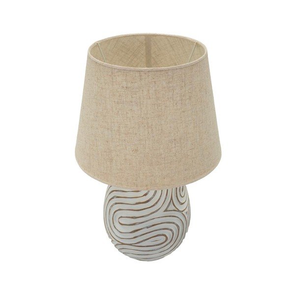 Krem stolna lampa od polyresina s tekstilnim sjenilom (visina 55 cm) Oblix – Mauro Ferretti-image-2