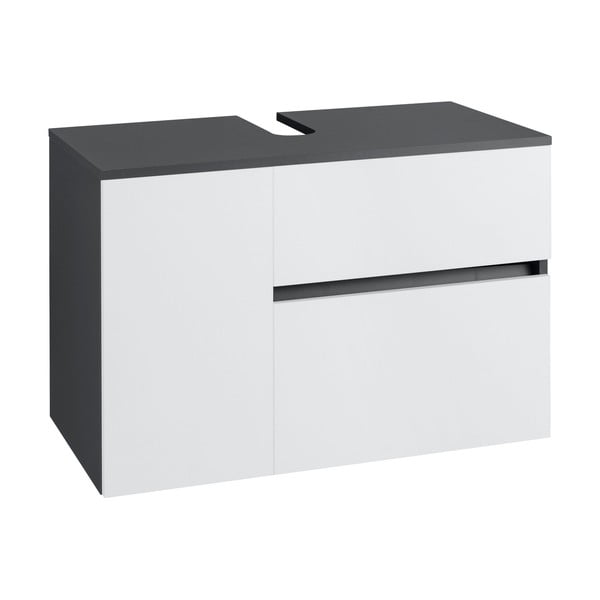 Bijeli/antracitno sivi zidni ormarić za ispod umivaonika 80x53 cm Wisla – Støraa-image-1