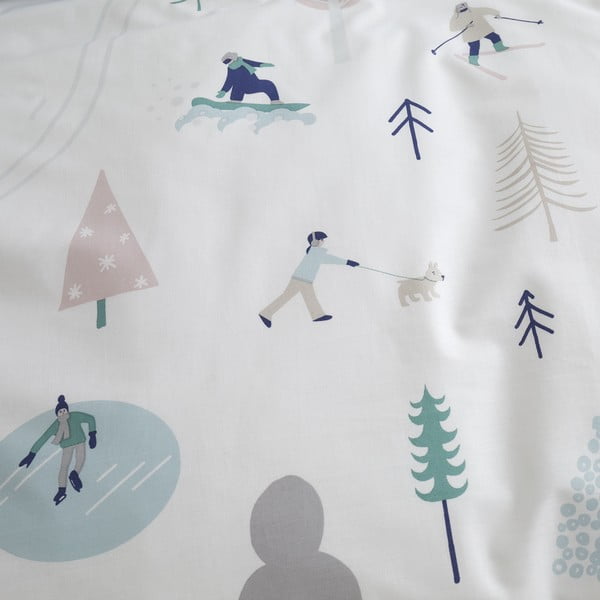 Bijela pamučna posteljina za bračni krevet 200x200 cm Winter Fun – Bianca-image-4