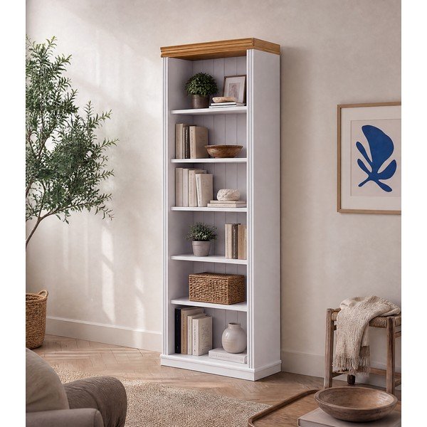 Bijela biblioteka od masivnog bora 74x223x37 cm Anita – Støraa-image-1