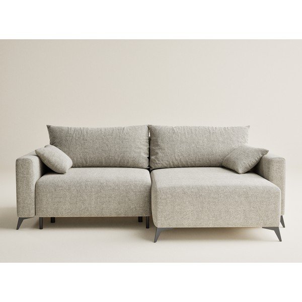 Bež sklopiva/s prostorom za odlaganje kutna garnitura od šenila (s desnim kutom/s ležaljkom) Leon – Maison de Rêve-image-2