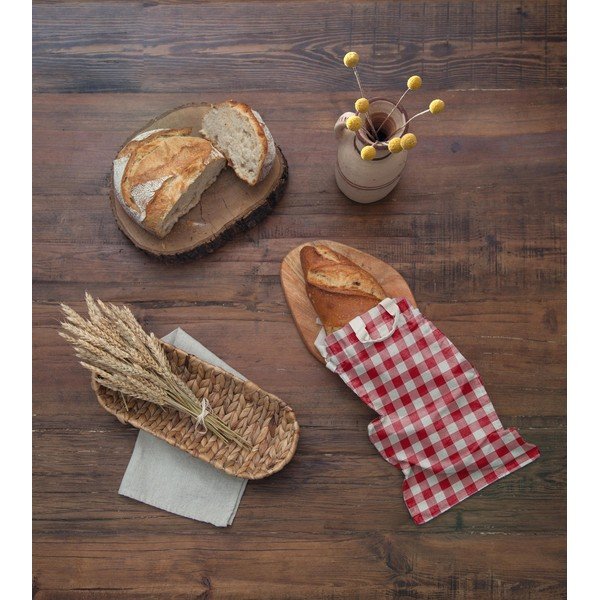 Platnena torba za kruh Really Nice Things Linen Bread Bag Red Vichy-image-1