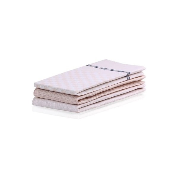 Set od 3 krem bijela pamučna ručnika DecoKing Louie, 50 x 70 cm