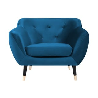Plava fotelja s crnim nogama Mazzini Sofas Amelie