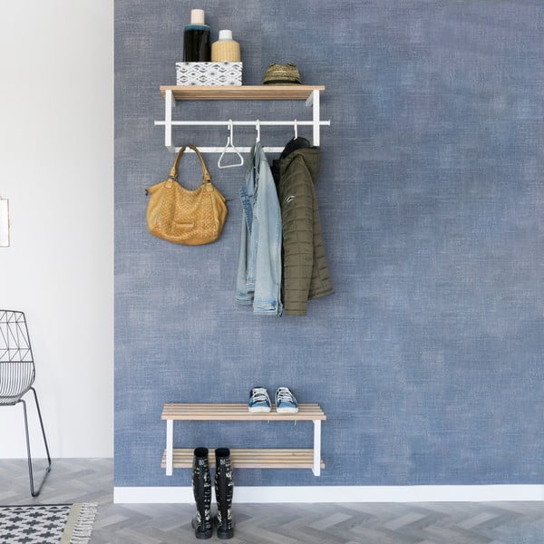 Bijela/u prirodnoj boji metalna zidna vješalica s policom 76 cm Marco – Spinder Design-image-1