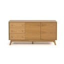 Niska komoda u dekoru hrasta u prirodnoj boji 149x75 cm Kensal – Woodman