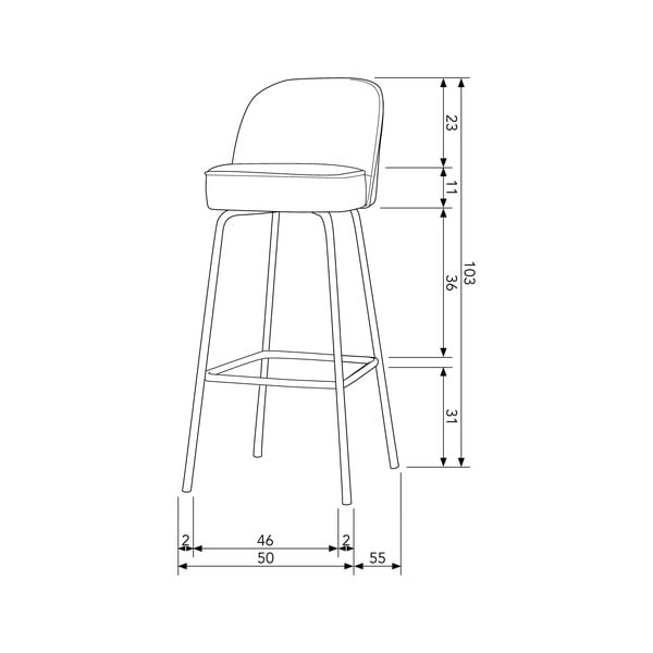 Svijetlo plava baršunasta barska stolica (visine sjedala 79 cm) Vogue – WOOOD-image-2