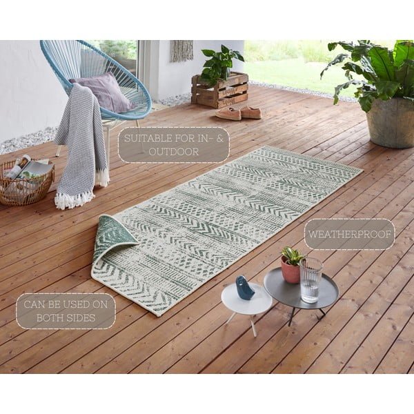 Zeleno-krem vanjski tepih NORTHRUGS Biri, 80 x 250 cm-image-4