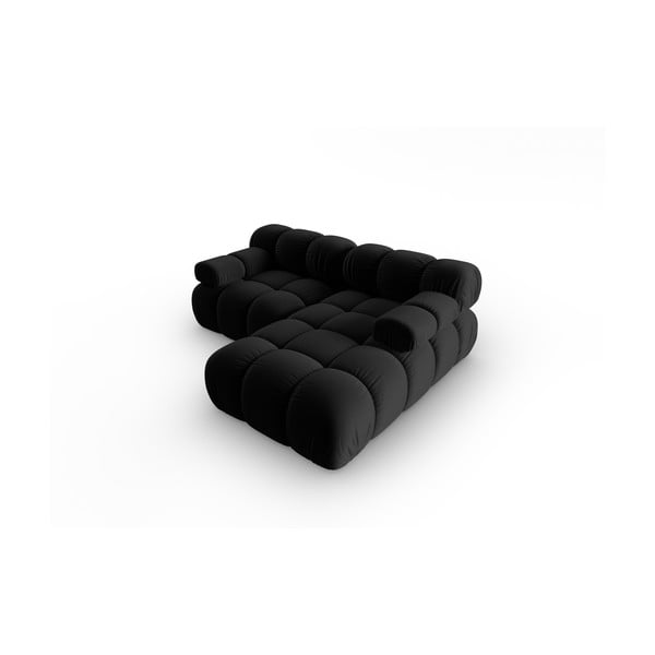 Crna baršunasta kutna garnitura (s desnim kutom) Bellis – Micadoni Home-image-4