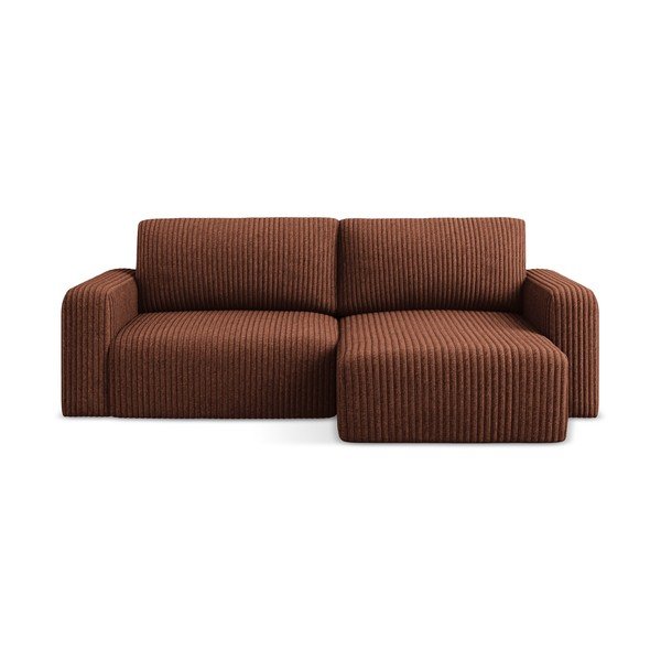 Sklopiva/s prostorom za odlaganje kutna garnitura od samta boja terakote (s desnim kutom/s ležaljkom) Kona – Makamii