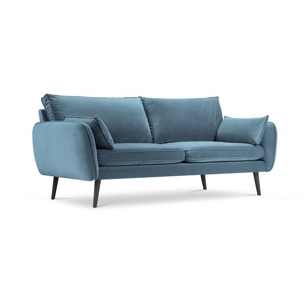 Svijetloplavbaršunasti kauč s crnim nogama Kooko Home Lento, 198 cm-image-2