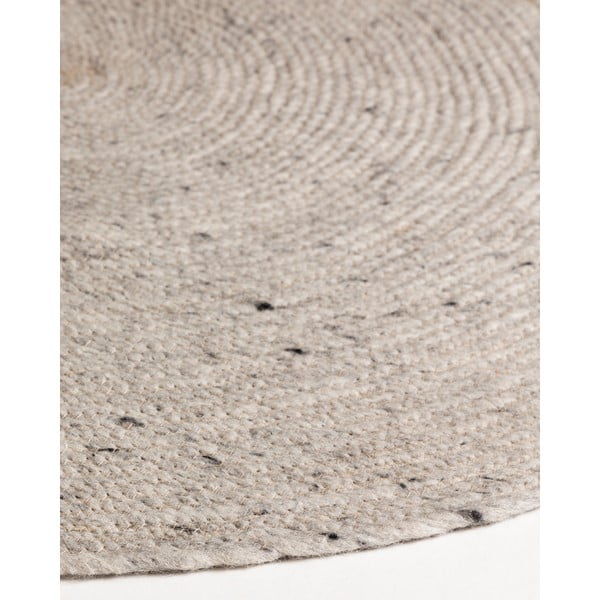 Svijetlo sivi/boje slonovače ručno rađen vunen okrugao tepih ø 200 cm Takashi – Kave Home-image-2