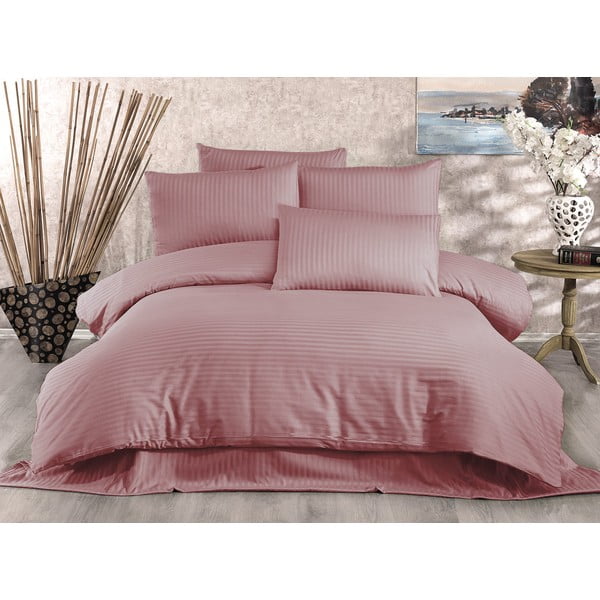 Ružičasta posteljina za bračni krevet od pamučnog satena 200x200 cm Lilyum – Mijolnir