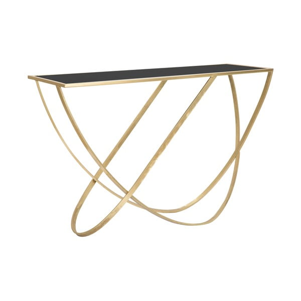 Crni/u zlatnoj boji pomoćni stol sa staklenom pločom stola 40x120 cm Ring – Mauro Ferretti