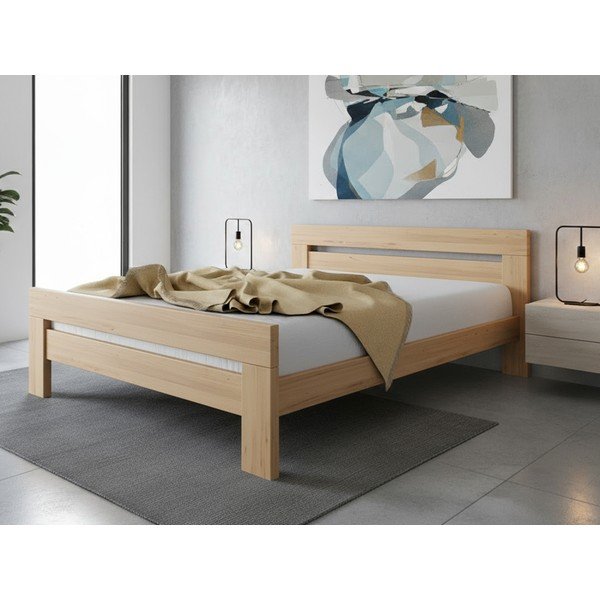 Bračni krevet od masivne bukve s podnicom 180x200 cm u prirodnoj boji Fiorentino – B.E.S.-image-1