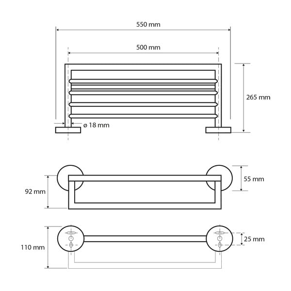 Stalak za ručnike od crnog mesinga Sapho X-Round, širine 55 cm-image-1