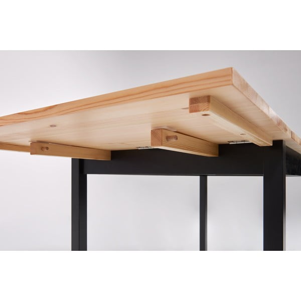 Sklopivi blagovaonski stol od borovine s crnom konstrukcijom Bonami Essentials Brisbane, 120 (200) x 70 cm-image-4