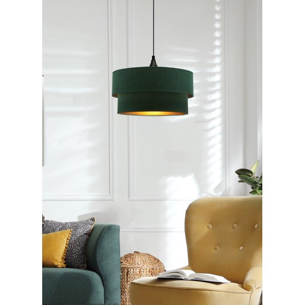 Petrolej zelena viseća svjetiljka s tekstilnim sjenilom ø 35 cm Scopello – Candellux Lighting-image-1