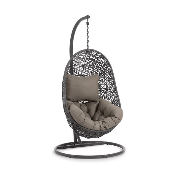 Tamno siva viseća vrtna fotelja od umjetnog ratana Hanging – Kave Home
