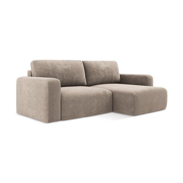 Bež sklopiva/s prostorom za odlaganje kutna garnitura od šenila (s desnim kutom/s ležaljkom) Kona – Makamii-image-2