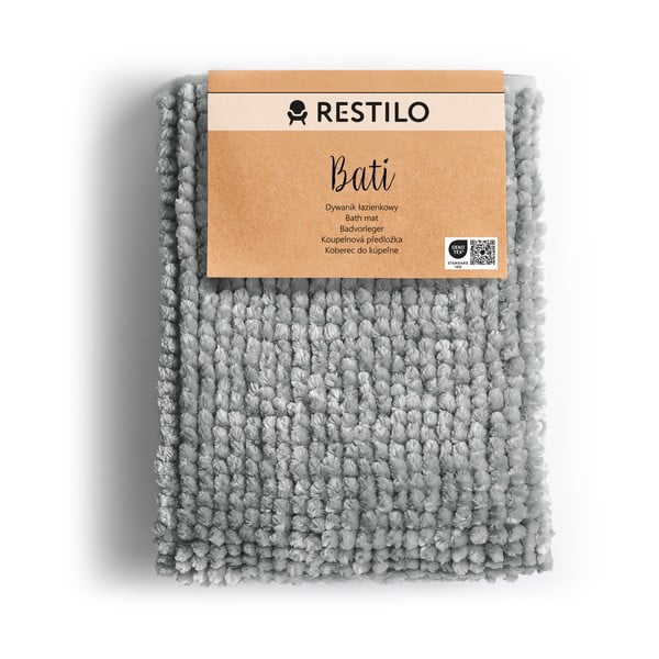 Siva prostirka za kupaonicu AmeliaHome Bati, 60 x 90 cm