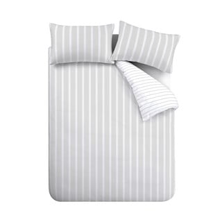 Siva pamučna posteljina za bračni krevet 200x200 cm Ashford Stripe – Bianca