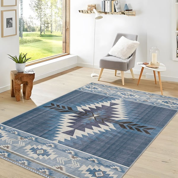 Plavi perivi tepih 80x150 cm Ethnic Geo – Mila Home-image-2