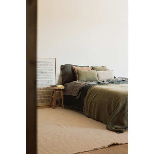 Kaki zelena pamučna deka 130x180 cm Handloom – Lorena Canals-image-2