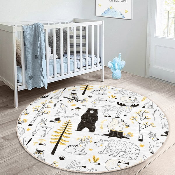 Žuti /bijeli dječji tepih ø 100 cm Comfort – Mila Home-image-3