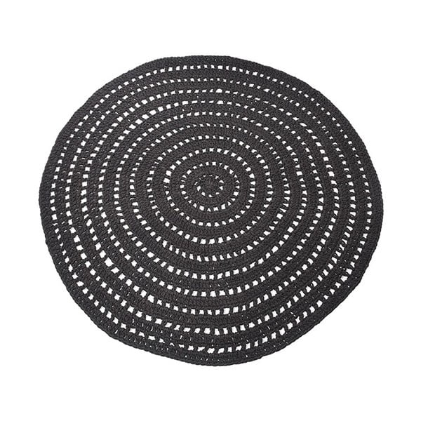 Crni okrugli pamučni tepih LABEL51 Knitted, ⌀ 150 cm