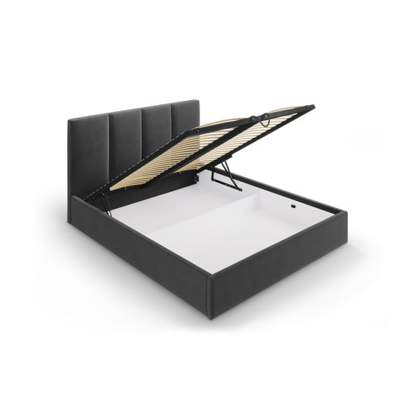 Bračni krevet od tamno sivog baršuna Mazzini Kreveti Juniper, 140 x 200 cm-image-3